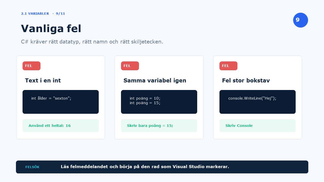 Vanliga fel