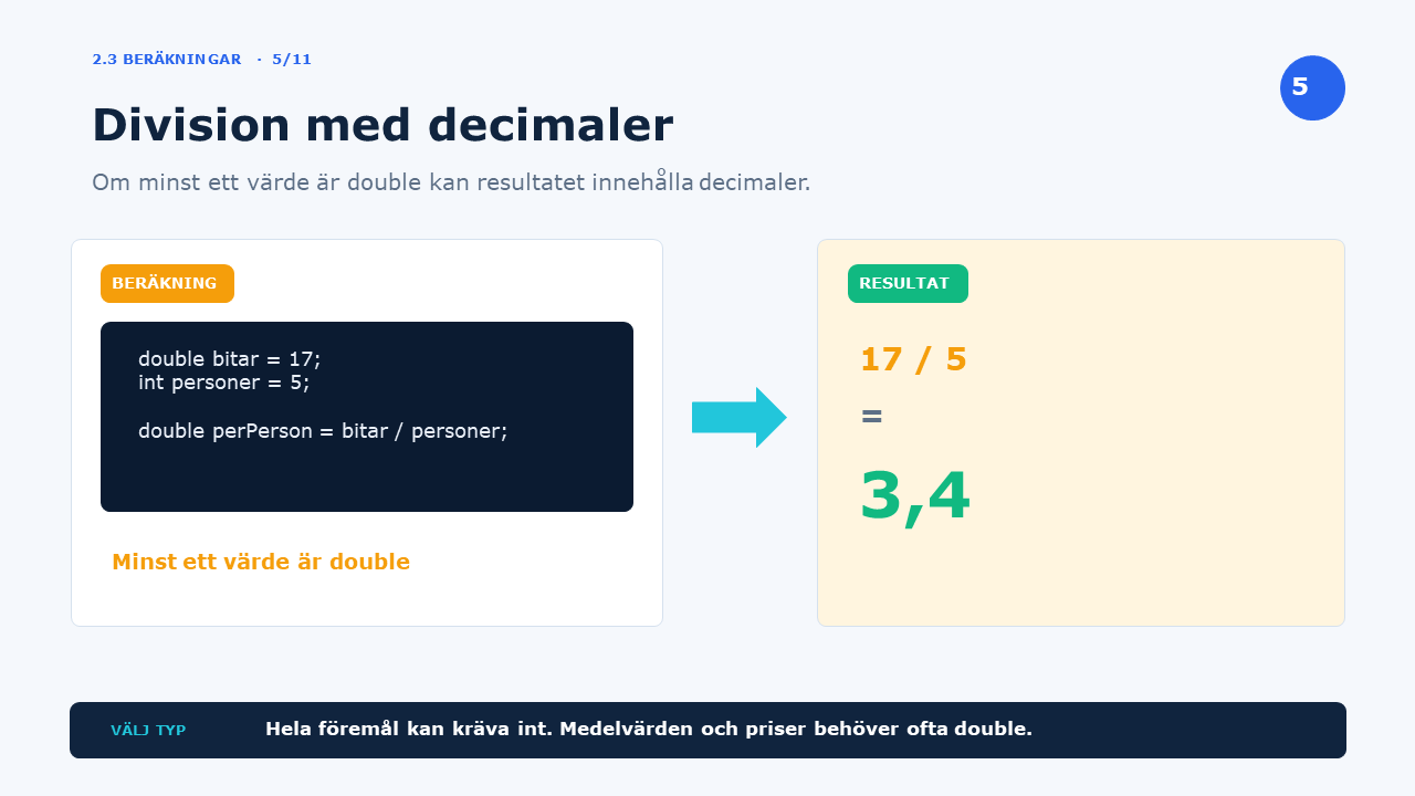 Division med decimaler