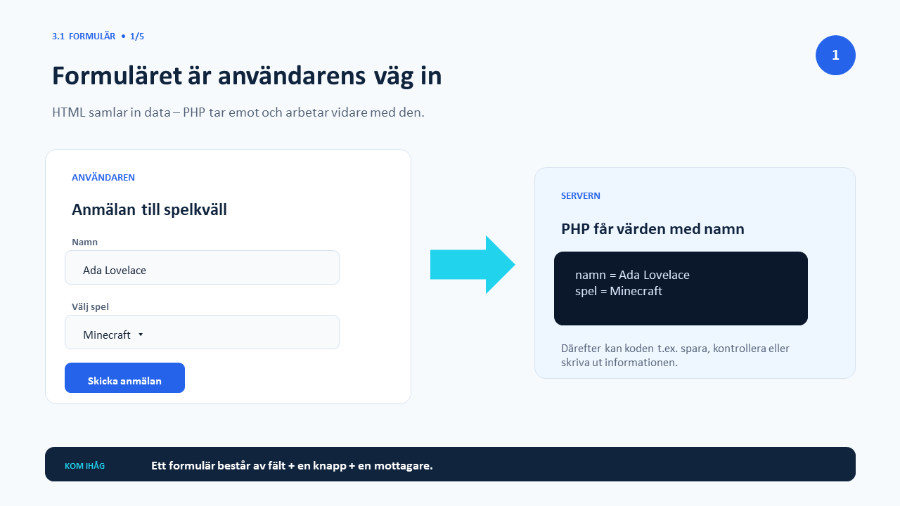 Formuläret är användarens väg in
